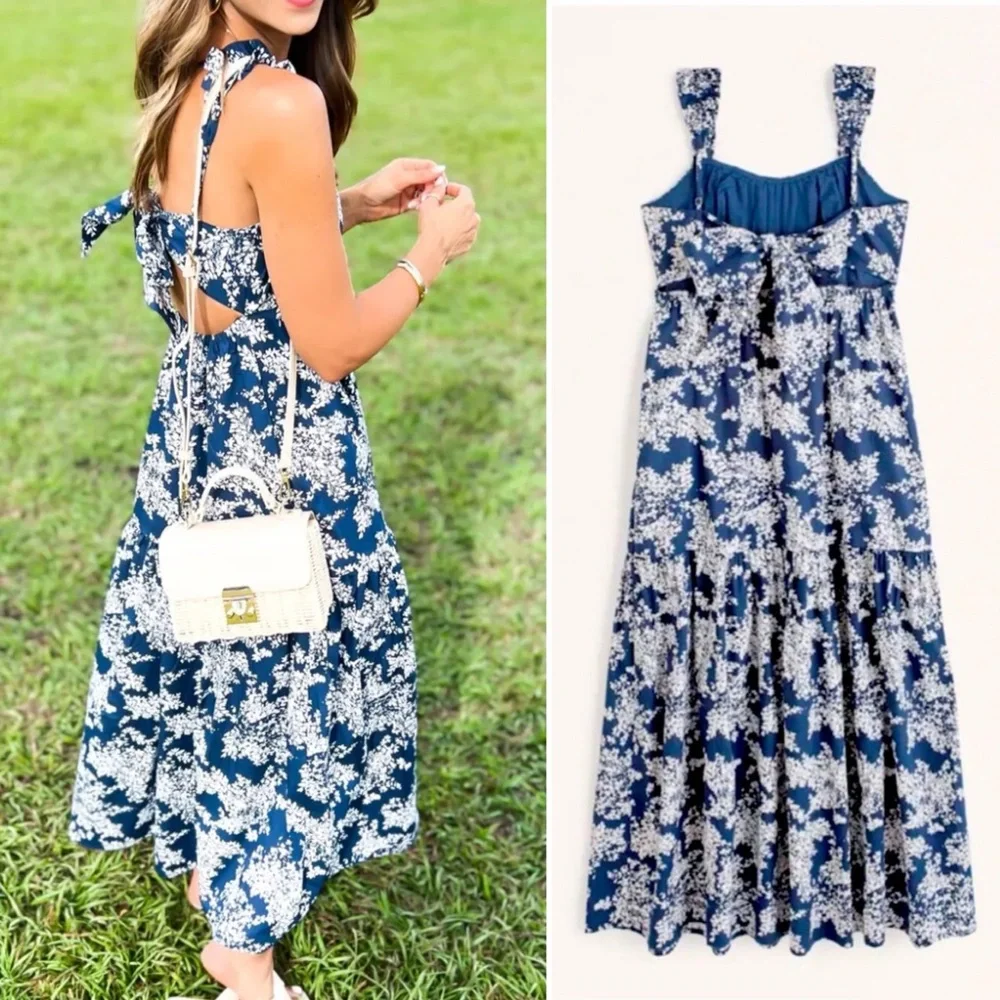 Abercrombie & Fitch Blue Floral Maxi Dress